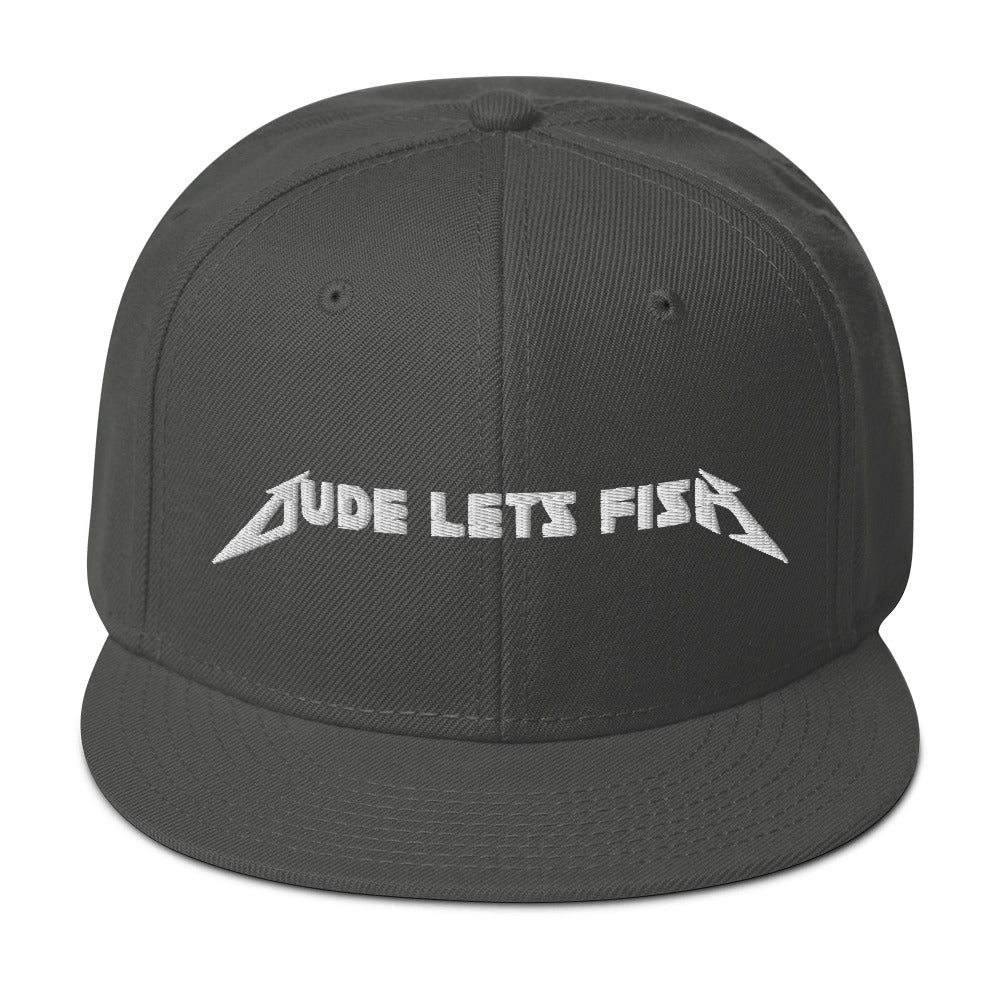 Dude Lets Fish Metal Snapback NEW