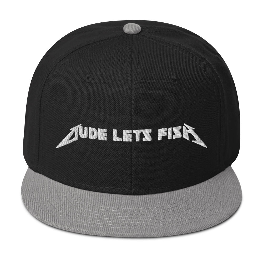 Dude Lets Fish Metal Snapback NEW