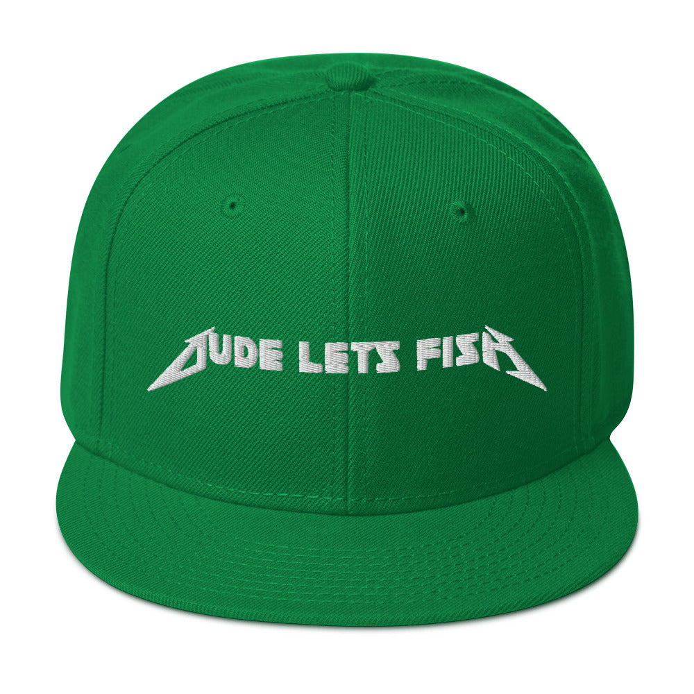Dude Lets Fish Metal Snapback NEW